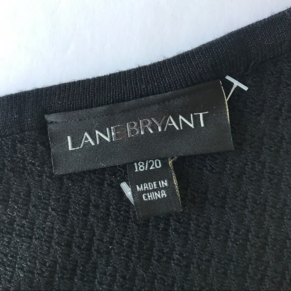 LANE BRYANT NWOT Womens Plus Size 18/20 Solid Black Textured 1 Sleeve Sweater - Picture 3 of 4